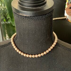 Elegant Gold faux Pearl , silver toned clasp Necklace